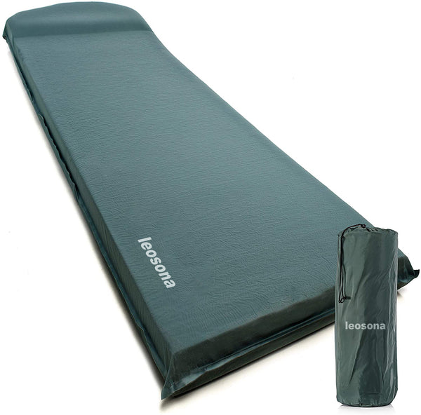 leosona UltraThick FlexFoam Sleeping Pad - Self-Inflating 3 Inches Camping Mat for Backpacking, Traveling and Hiking - 3inch Thickness for Better Stability & Support